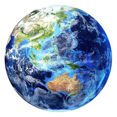 Wall Mural - earth globe, realistic 3 d rendering, with some clouds. oceania