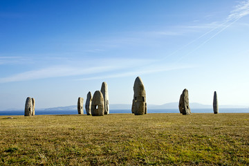 Canvas Print - celtic monuments in A Coruna, Spain