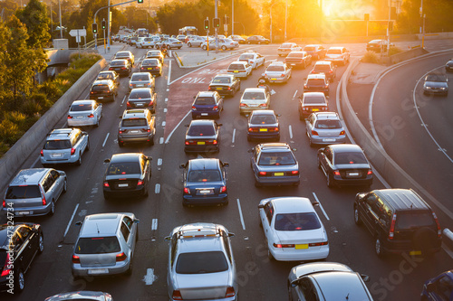 Fotografía Aerial view of cars in traffic