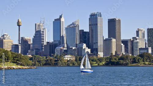 Obraz na płótnie Sydney City Skyline mit Boot