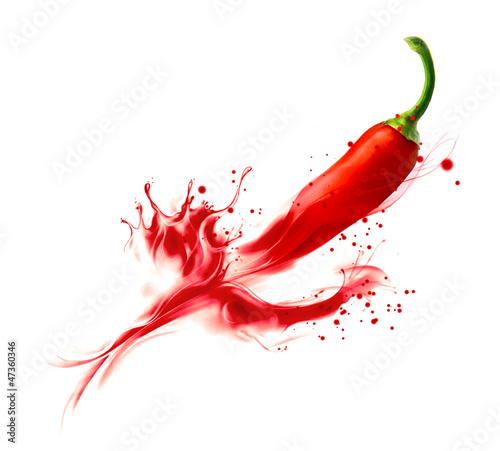 Obraz w ramie hot smoking chili on white.