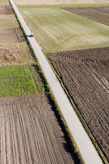 aerial view of harvest field  landscape