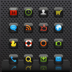 Poster - Mobile interface with color icons template