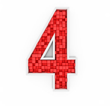 Number four from red cubes