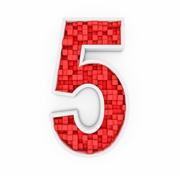 Number five from red cubes