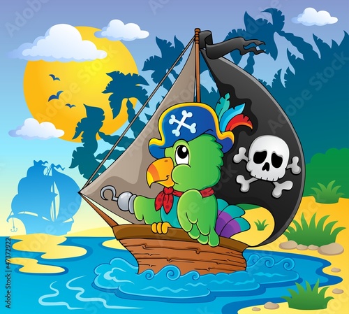 Nowoczesny obraz na płótnie Image with pirate parrot theme 2