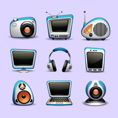 multimedia icons blue color