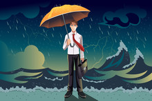 Businessman In A Storm