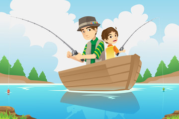 Sticker - Father and son fishing