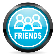 Poster - friends blue glossy circle icon on white background