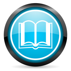 Aufkleber - book blue glossy circle icon on white background