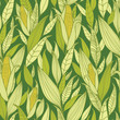 Vector corn plants seamless pattern background with line art