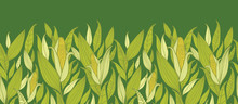 Vector Corn Plants Horizontal Seamless Pattern Ornament
