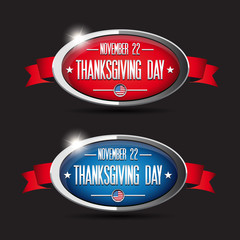 Poster - Thanksgiving day button set - red, blue