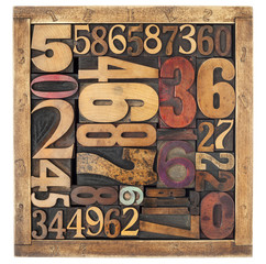 Sticker - number abstract in wood type