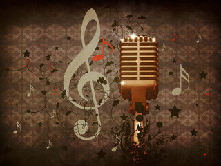 Wall Mural - Vintage music microphone