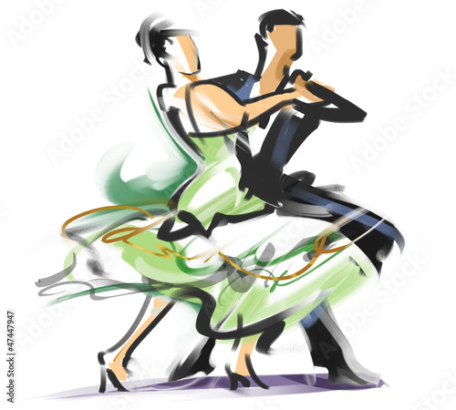 Naklejka na meble Rysunek tańczącej pary na białym tle