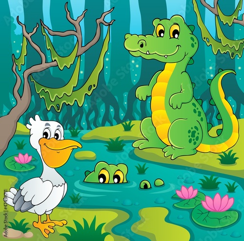 Naklejka - mata magnetyczna na lodówkę Swamp theme image 3