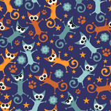 Fototapeta Pokój dzieciecy - Seamless pattern wtih funny cats