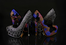 Crystals Encrusted Shoes Collection Over Black