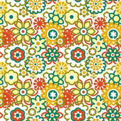 Wall Mural - Cartoon floral seamless pattern