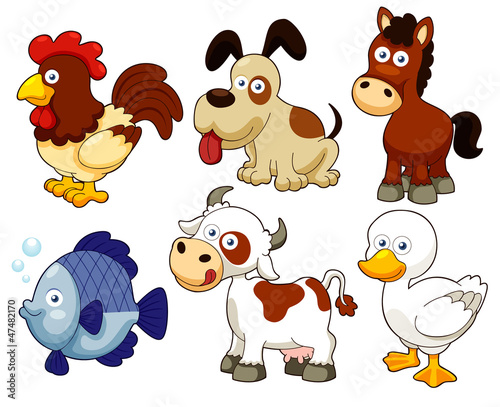 Fototapeta na wymiar illustration of farm animals cartoon