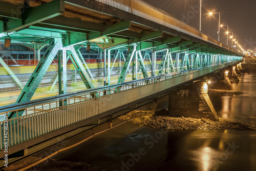 Naklejka na drzwi Gdanski bridge (Most Gdanski), Warsaw, Poland.