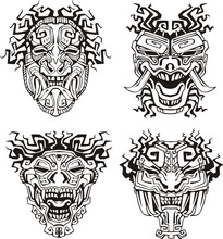 Aztec Monster Totem Masks