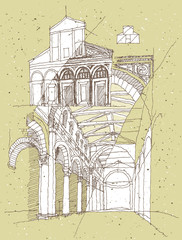 Wall Mural - Sketching Historical Architecture in Italy: San Miniato