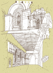 Canvas Print - Sketching Historical Architecture in Italy