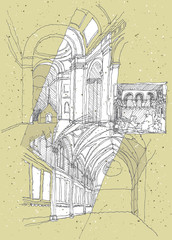 Canvas Print - Sketching Historical Architecture in Italy: Assisi