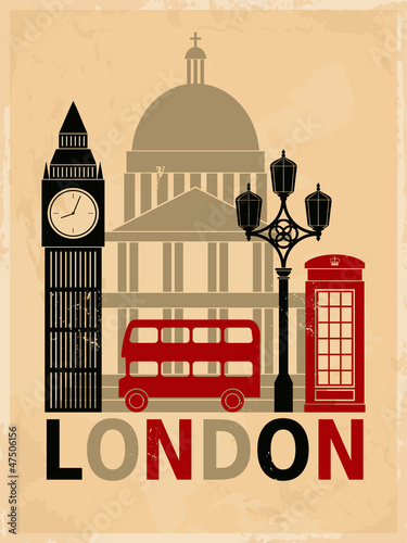 Naklejka - mata magnetyczna na lodówkę Vintage London Poster