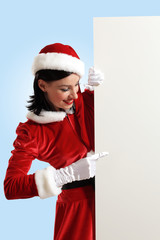 santa girl with a blank banner