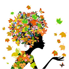 Fotomurales - girl fashion flowers in autumn