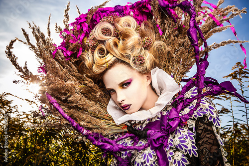 Naklejka - mata magnetyczna na lodówkę Dramatized image of sensual fashion girl - Art photo.