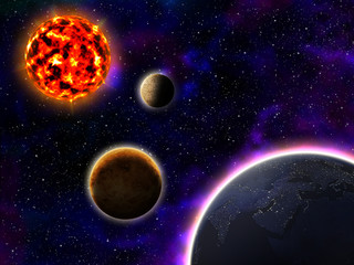 Wall Mural - Sun Mercury Venus and Earth
