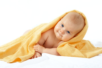 Wall Mural - baby in yellow towel