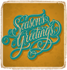 Wall Mural - hand-lettered vintage christmas card (vector)