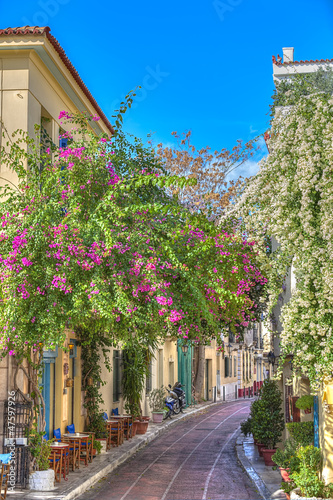 Obraz w ramie Traditional houses in Plaka area under Acropolis ,Athens,Greece