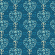 Floral Vintage Seamless Pattern with Hearts.
