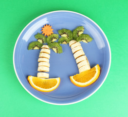 fun food for kids on color background