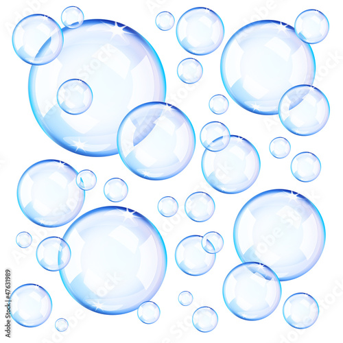 Naklejka nad blat kuchenny Transparent blue soap bubbles