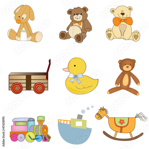 Fototapeta dla dzieci funny toys items set isolated on white background