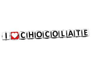 Canvas Print - 3D I Love Chocolate Button Click Here Block Text