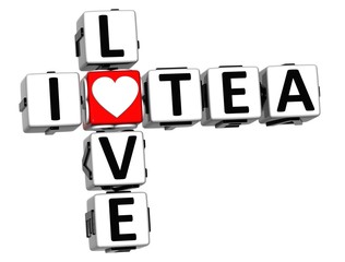 Aufkleber - 3d i love tea crossword