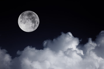 Wall Mural - night sky with moon and clouds