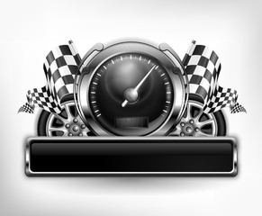 Fototapete - Racing emblem speedometer on white