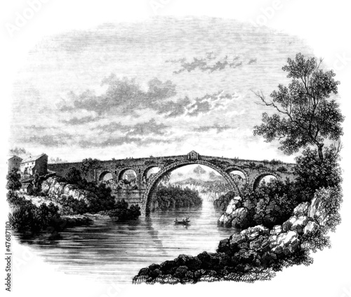 Obraz w ramie Bridge (Mount Canigou)