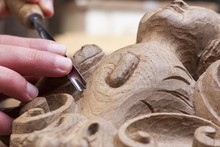 Craftsman Carving With A Gouge
