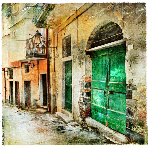 Obraz w ramie Stara włoska romantyczna uliczka